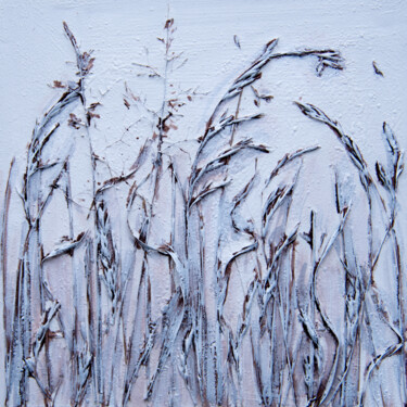 Painting titled "Field - dried grass…" by Rimma Savina, Original Artwork, Plaster