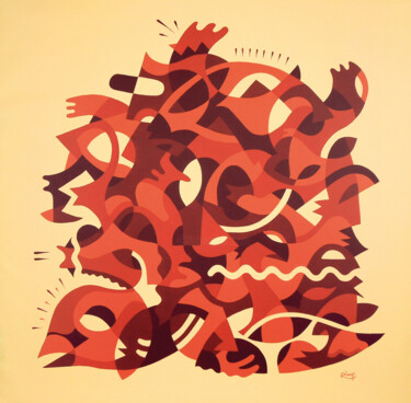 Картина под названием "Chelonia Mydas Insi…" - Rimp, Подлинное произведение искусства, Акрил Установлен на Деревянная рама д…