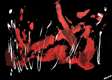 Peinture intitulée "Feu rouge et noir" par Rina Di Marco, Œuvre d'art originale, Acrylique