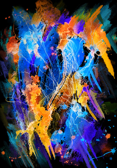 Картина под названием "Electric Impulse of…" - Rina Garon, Подлинное произведение искусства, Акварель