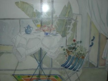 Peinture intitulée "mon balcon" par Rina Curiel, Œuvre d'art originale