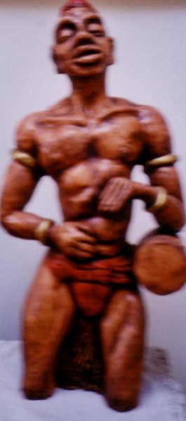 Sculpture intitulée "homme d'afrique" par Rina Curiel, Œuvre d'art originale