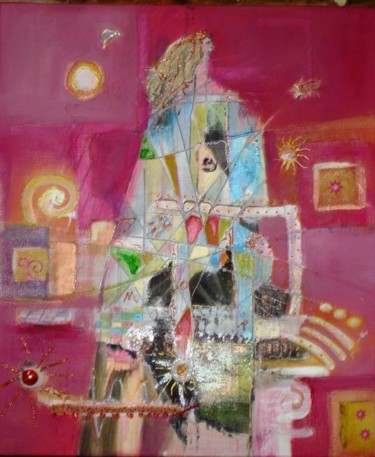 Peinture intitulée "construction de soi" par Rina Curiel, Œuvre d'art originale