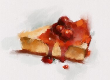 Digital Arts titled "Cheesecake" by Rina Gerdt, Original Artwork, Digital Painting Mounted on Wood Stretcher frame