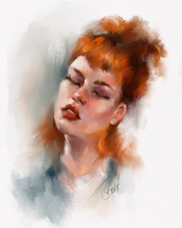 Digital Arts titled "Redhead" by Rina Gerdt, Original Artwork, Digital Painting