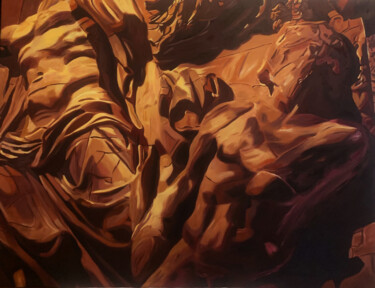 Peinture intitulée "Battle of Zeus with…" par Rina Lazar, Œuvre d'art originale, Acrylique