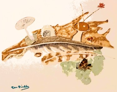 Malerei mit dem Titel "PAPILLON MORT" von Dan Rinaldo, Original-Kunstwerk, Aquarell