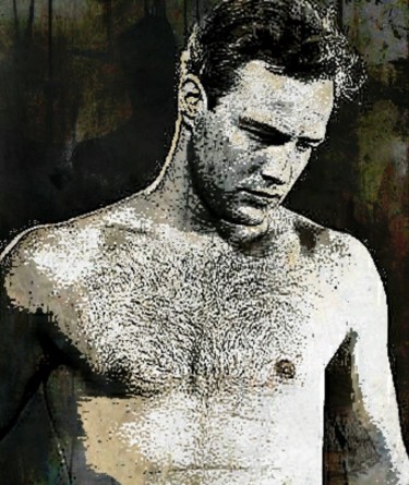 Painting titled "MARLON BRANDO" by Dan Rinaldo, Original Artwork, Ink