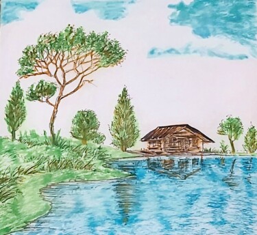 Disegno intitolato "CHALET" da Dan Rinaldo, Opera d'arte originale, Pennarello