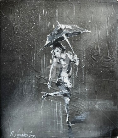 Malerei mit dem Titel "Rain" von Rinalds Vanadzins, Original-Kunstwerk, Acryl