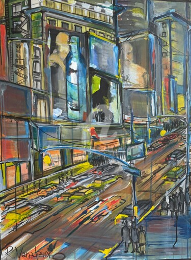 Painting titled "Cityscape one" by Rinalds Vanadzins, Original Artwork, Acrylic