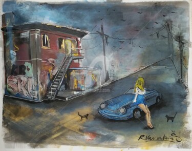 Painting titled "On the Road" by Rinalds Vanadzins, Original Artwork, Acrylic