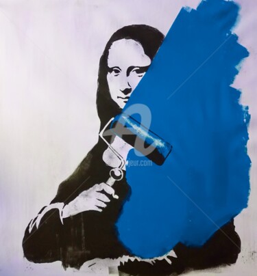 Painting titled "Mona Lisa (blue)" by Rinalds Vanadzins, Original Artwork, Acrylic