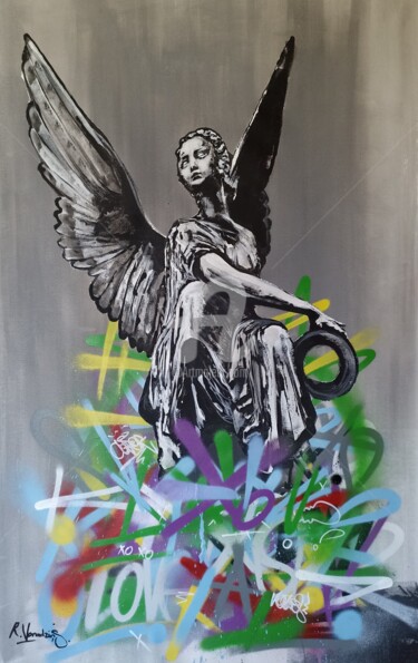 Peinture intitulée "Angel XO" par Rinalds Vanadzins, Œuvre d'art originale, Acrylique