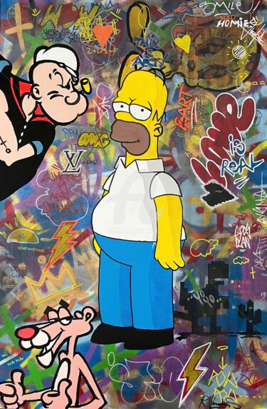 Pintura titulada "Tripping Homer" por Rinalds Vanadzins, Obra de arte original, Acrílico