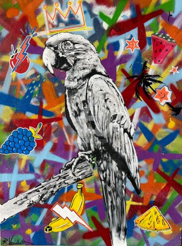 Peinture intitulée "Parrot's Bliss" par Rinalds Vanadzins, Œuvre d'art originale, Acrylique