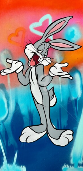 Ζωγραφική με τίτλο "Dreamy Bugs Bunny" από Rinalds Vanadzins, Αυθεντικά έργα τέχνης, Ακρυλικό