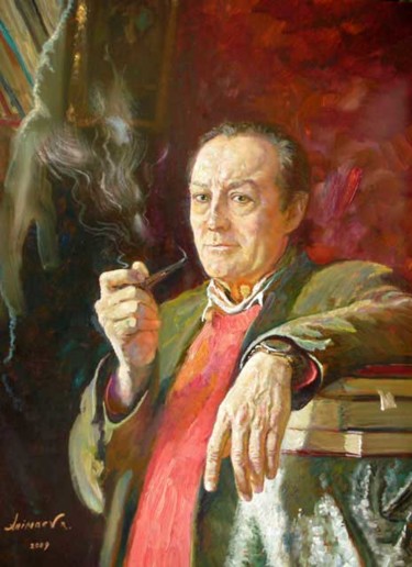 Painting titled "L'écrivain" by Rinat Animaev, Original Artwork