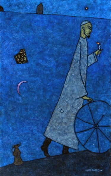 Painting titled "Going at night. Иду…" by Rinat Harisov, Original Artwork, Acrylic