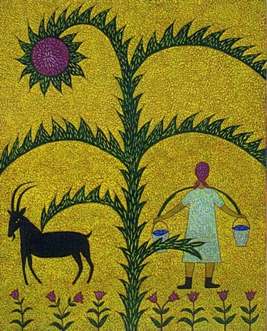 Painting titled "Thistle. Татарник" by Rinat Harisov, Original Artwork, Oil