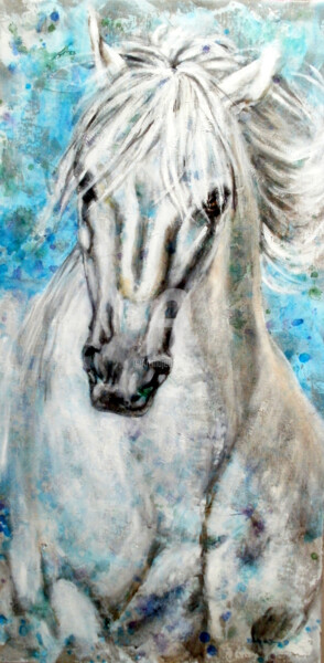 Painting titled "paard v" by Rineke De Jong, Original Artwork, Acrylic