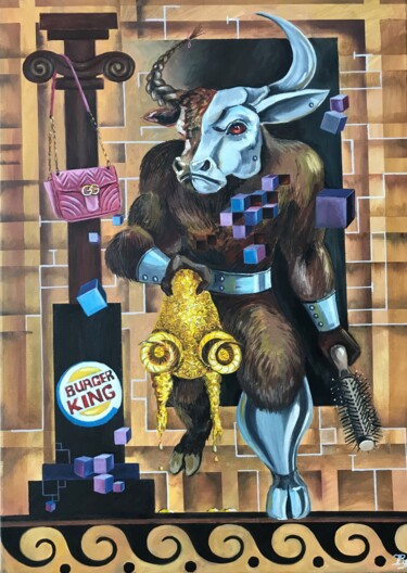 Pintura intitulada "Absit omen" por Rinetta Feliz, Obras de arte originais, Óleo Montado em Armação em madeira
