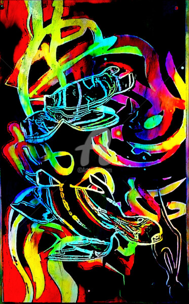 Digital Arts titled "Magic turtle 2" by Rino Vale, Original Artwork, Digital Painting
