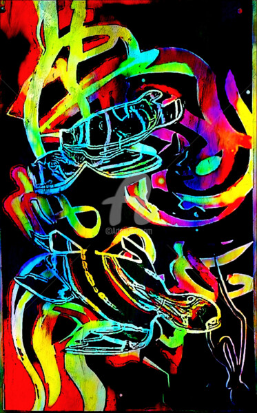 Digitale Kunst mit dem Titel "Magic turtle 2" von Rino Vale, Original-Kunstwerk, Digitale Malerei