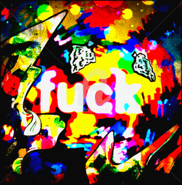 Peinture intitulée "fuck weed" par Rino Vale, Œuvre d'art originale, Impression numérique