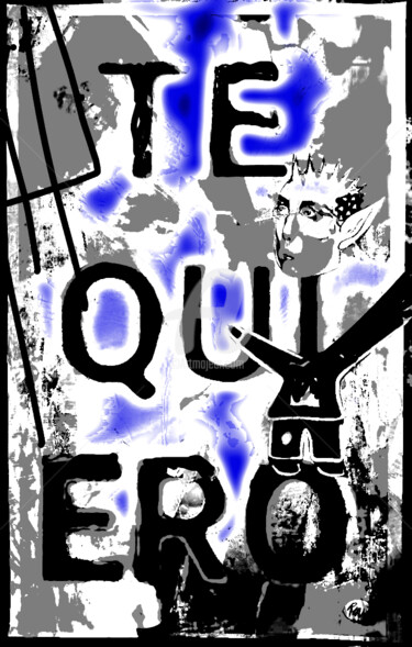 Druckgrafik mit dem Titel "t quier o" von Rino Vale, Original-Kunstwerk, Digitaldruck