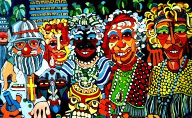 Painting titled "Carnaval en Gran Ca…" by Delmar, Original Artwork, Oil