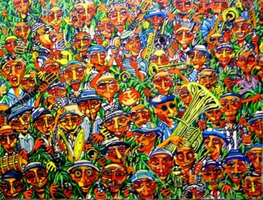Pintura titulada "Fiesta de La Rama" por Delmar, Obra de arte original, Oleo