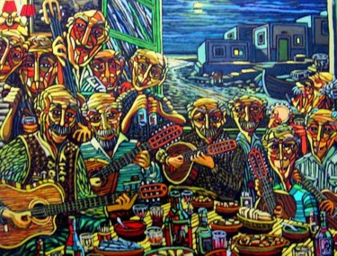 Pintura titulada "Parranda Nocturna" por Delmar, Obra de arte original, Oleo