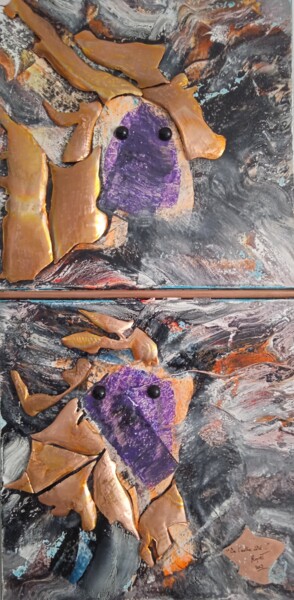Peinture intitulée "" De l'autre côté "" par Riquet Faure, Œuvre d'art originale, Huile Monté sur Châssis en bois