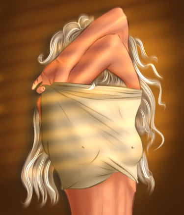 The girl undresses Digital Arts titled "The girl undresses" by Ekaterina Kuzeneva, Original Art, Digital Painting