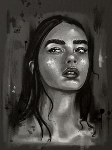 The girl in the dark Digital Arts titled "The girl in the dark" by Ekaterina Kuzeneva, Original Art, Digital Painting