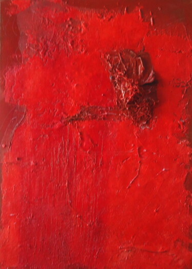 Painting titled "Red Hearth" by Rita, Original Artwork, Acrylic
