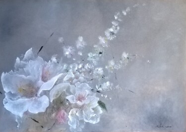 Painting titled "Fleurs d'amandier" by Rita Cau, Original Artwork