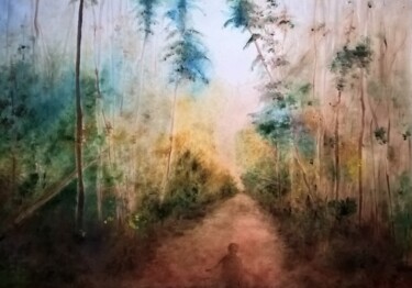 Painting titled "Forêt en Alsace" by Rita Cau, Original Artwork
