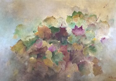 Peinture intitulée "La vigne en automne" par Rita Cau, Œuvre d'art originale