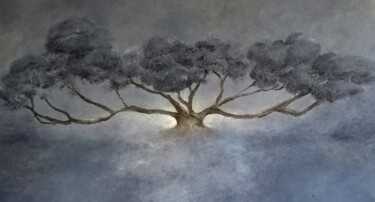 Peinture intitulée "L'arbre aux nuages 4" par Rita Cau, Œuvre d'art originale, Huile