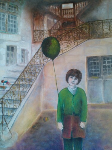 Peinture intitulée "Petite fille dans l…" par Rita Cau, Œuvre d'art originale, Huile