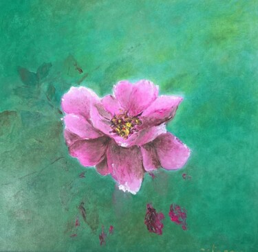 Painting titled "La fleur fanée" by Rita Cau, Original Artwork, Oil