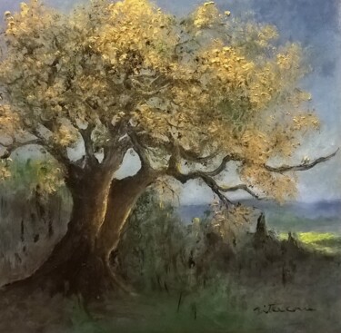 Peinture intitulée "Le vieux chêne de C…" par Rita Cau, Œuvre d'art originale, Huile