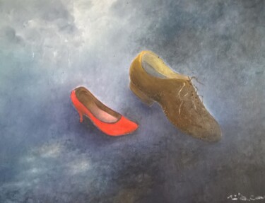 Painting titled "Les deux font la pa…" by Rita Cau, Original Artwork, Oil