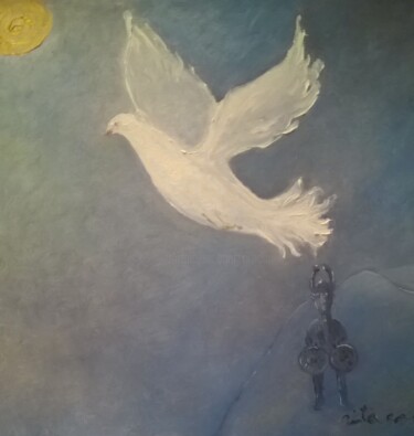 Pintura titulada "Vola colomba bianca…" por Rita Cau, Obra de arte original, Oleo