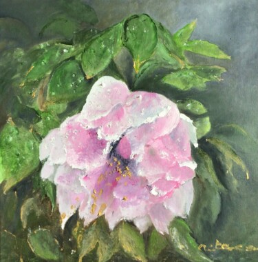 Painting titled "La fleur fatiguée" by Rita Cau, Original Artwork, Oil
