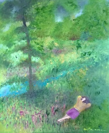 Peinture intitulée "La dormeuse du val" par Rita Cau, Œuvre d'art originale, Huile