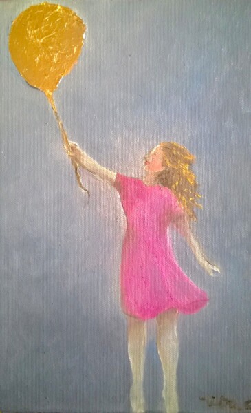 Peinture intitulée "Mais elle vole!" par Rita Cau, Œuvre d'art originale, Huile
