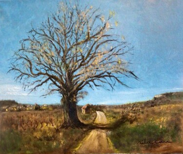 Painting titled "L’arbre en hiver" by Rita Cau, Original Artwork, Oil